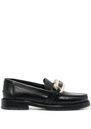 Moschino logo-plaque leather loafers - Black