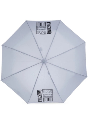 Moschino logo-barcode-print compact umbrella - Grey