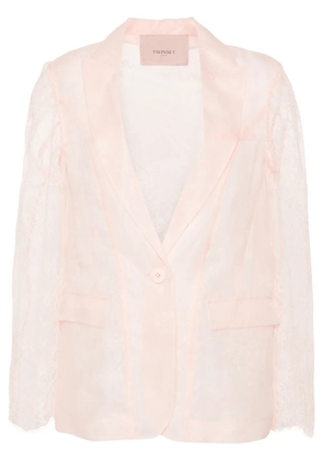 TWINSET floral-lace single-breasted blazer - Pink