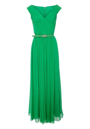 Elie Saab pleated bodice silk dress - Green