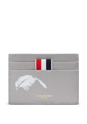 Thom Browne feather-print card holder - Grey