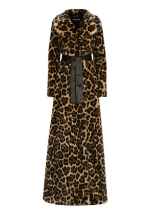 Dolce & Gabbana leopard-print faux-fur coat - Brown