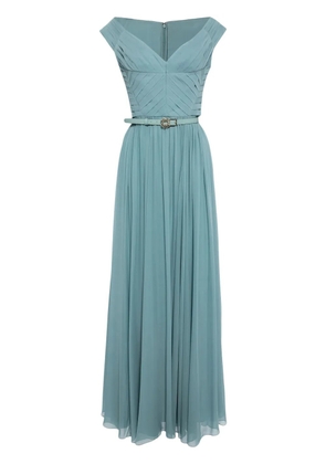 Elie Saab off-the-shoulder silk dress - Blue