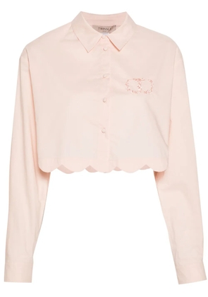 TWINSET logo-embroidered cropped shirt - Pink