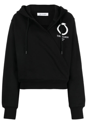 Trussardi logo-print cotton hoodie - Black