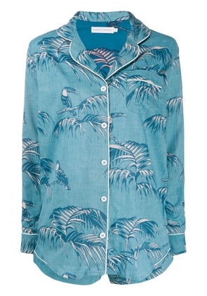 Desmond & Dempsey leaf print short pyjama shirt - Blue