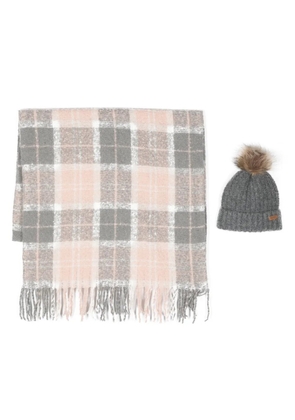 Barbour Saltburn beanie and tartan scarf (set of two) - Grey