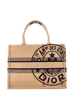 Christian Dior Pre-Owned Book Embroidered Raffia Medium tote bag - Neutrals