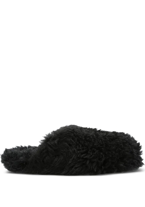 Rick Owens fluffy shearling slides - Black