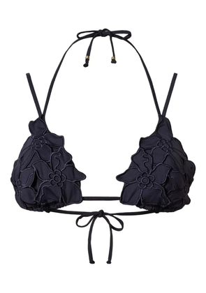 TWINSET floral-appliqué triangle bikini top - Blue