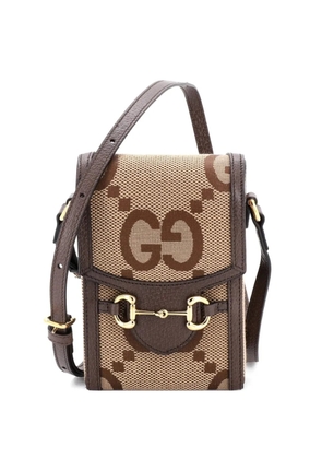 Gucci Pre-Owned Horsebit 1955 Jumbo GG Canvas Mini crossbody bag - Brown