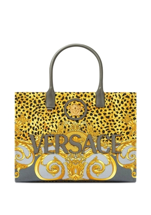 Versace leopard-print baroque tote bag - Grey