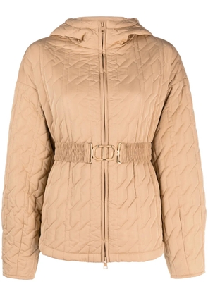 TWINSET logo-belt quilted jacket - Neutrals