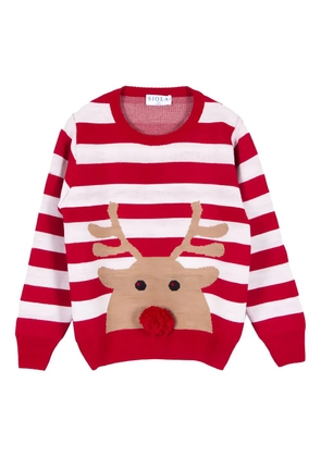 Siola striped reindeer-motif sweater - Red