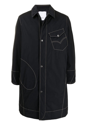 Ports V logo-appliqué denim coat - Blue