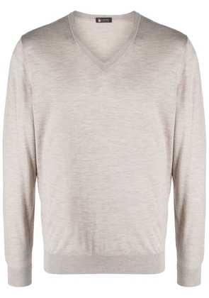 Colombo fine-knit V-neck jumper - Neutrals