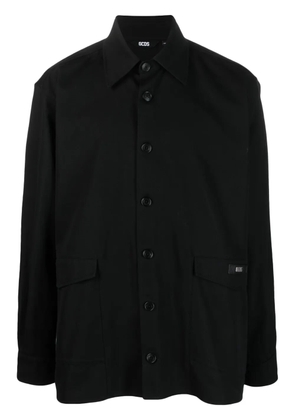 GCDS logo-patch cotton shirt jacket - Black