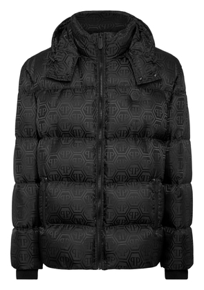 Philipp Plein monogram-jacquard padded jacket - Black