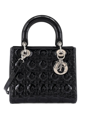Christian Dior Pre-Owned Lady Dior Bag Cannage Quilt Patent Medium satchel - Black