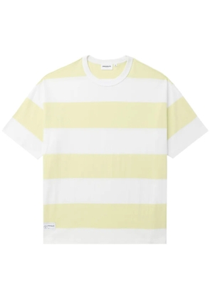 CHOCOOLATE logo-patch striped cotton T-shirt - Yellow