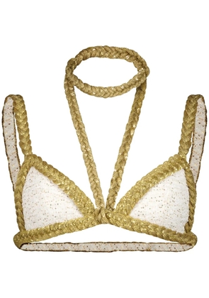 Giambattista Valli braided-trim tweed crop top - White