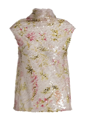 Alberta Ferretti sequin floral tank top - Neutrals