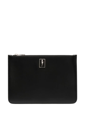 Neil Barrett Thunderbolt-print clutch bag - Black