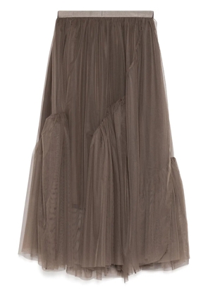 JNBY a-line flounce hem waist skirt - Brown