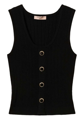 TWINSET decorative-buttons knitted top - Black