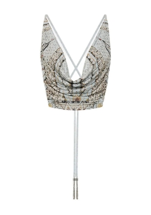 Camilla cowl-neck jersey top - Blue