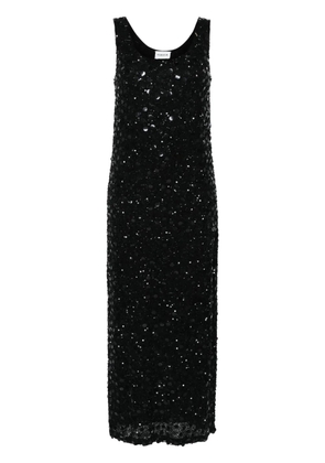 P.A.R.O.S.H. sequinned sleeveless midi dress - Black