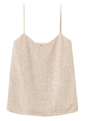 TWINSET pearl-detail sequined top - Neutrals