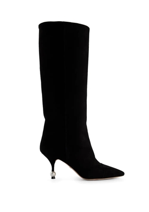 Giambattista Valli pearl-heel suede boots - Black