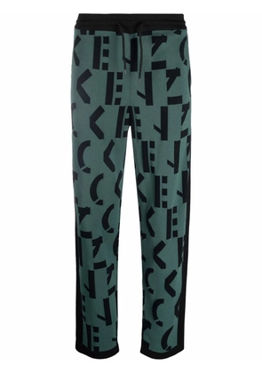 Kenzo logo-knit straight-leg joggers - Green