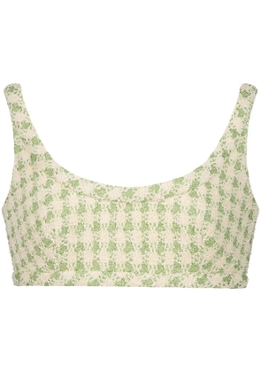 Giambattista Valli check-pattern tweed crop top - Green