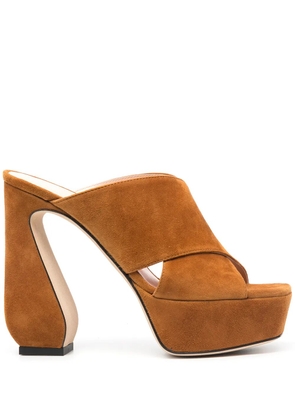 Si Rossi criss-cross platform suede sandals - Brown