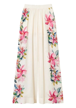 TWINSET floral-print wide-leg trousers - White