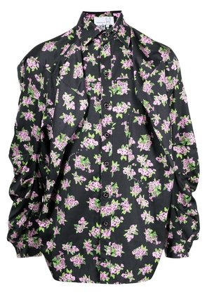 Natasha Zinko pixel floral-print box shirt - Black