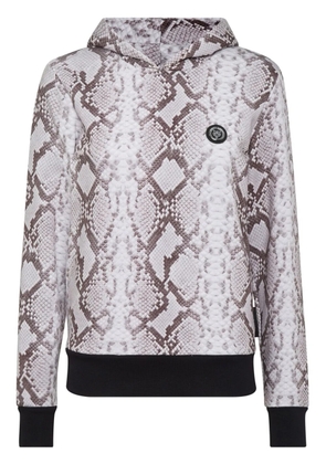 Plein Sport Tiger logo-patch python-print hoodie - Grey