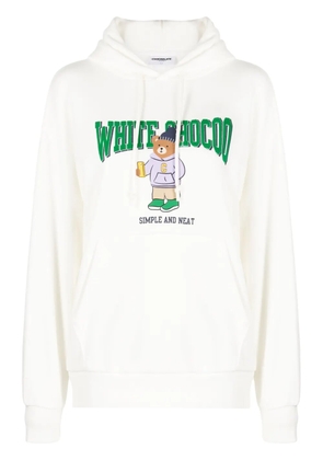 CHOCOOLATE bear-print cotton hoodie - White