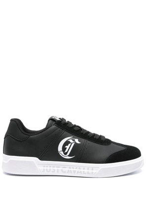 Just Cavalli logo-print leather sneakers - Black