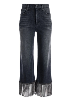 alice + olivia Amazing crystal-fringe boyfriend jeans - Black