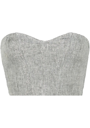 Forte Forte chevron-knit lurex strapless top - Blue