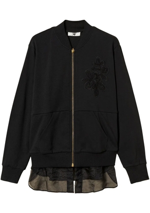 TWINSET organza-insert embroidered sweatshirt - Black
