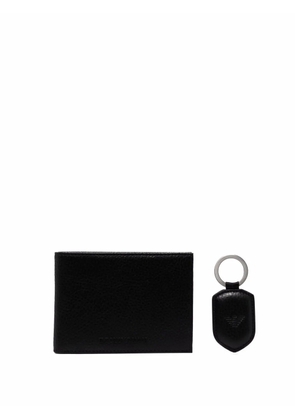 Emporio Armani folded leather wallet and tag - Black