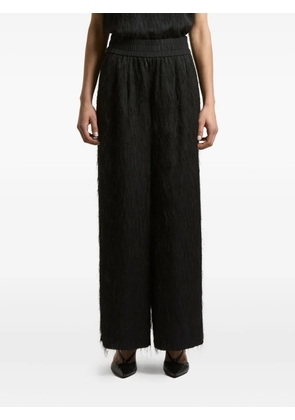 Peserico elastic-waist fringed-hem trousers - Black