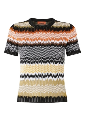Missoni chevron-pattern short-sleeved knit top - Black