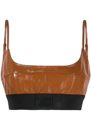 The Mannei Catalina cropped leather top - Brown