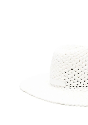 catarzi wide-brim woven-raffia hat - White