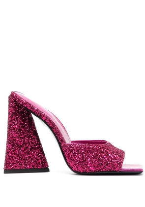 The Attico Devon 115mm glitter mules - Pink